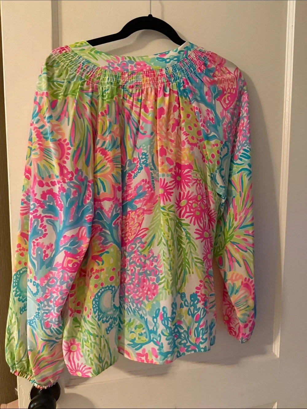 Lilly Pulitzer Elsa Multicolor Floral Peasant Blouse — Pink, Blue, Green, Yellow - Picture 5 of 6